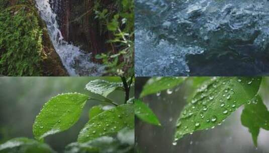 水大自然森林雨滴下雨河流山水农业风景高清在线视频素材下载