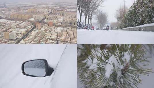 航拍雪景 唯美冬日空镜 冬天下雪高清在线视频素材下载