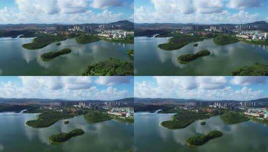 东莞松山湖景区航拍空镜高清在线视频素材下载