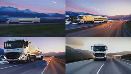 液化天然气公路运输 氢气运输车 油罐车高清在线视频素材下载