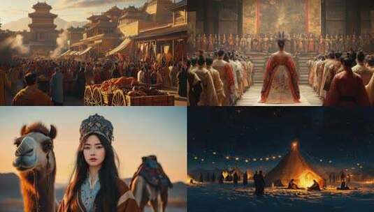昭君出塞和亲琵琶弦断雁门关王昭君沉鱼落雁高清在线视频素材下载