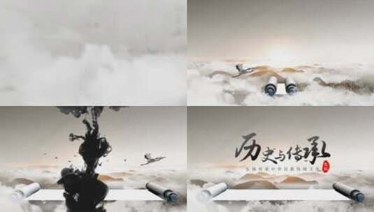 中国风古风卷轴文化片头高清AE视频素材下载