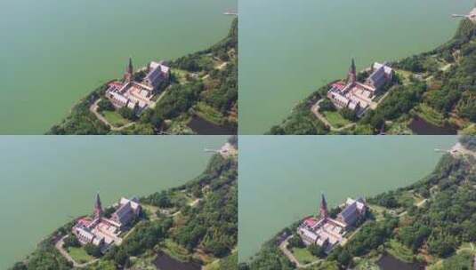 苏州独墅湖教堂航拍4K视频高清在线视频素材下载