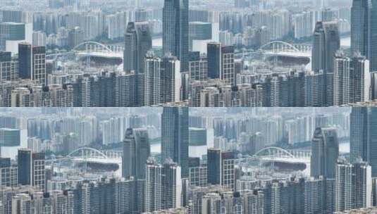 超长焦航拍广州天河CBD珠江新城高清在线视频素材下载