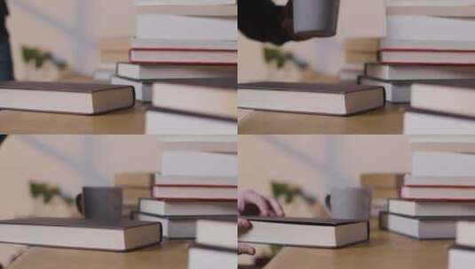 男人阅读书籍的中间镜头高清在线视频素材下载