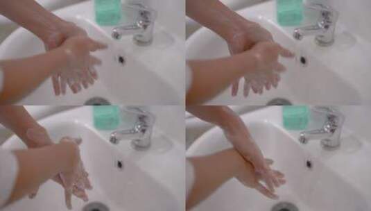 女医生在水槽里洗手的特写镜头高清在线视频素材下载