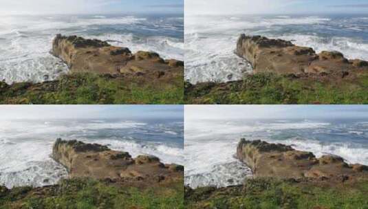  海浪拍打着海岸岩石高清在线视频素材下载