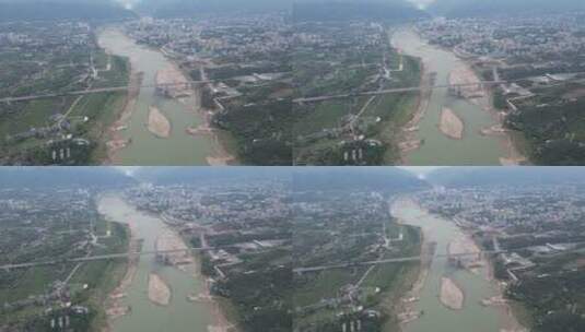 重庆北碚嘉陵江自然景观航拍高清在线视频素材下载