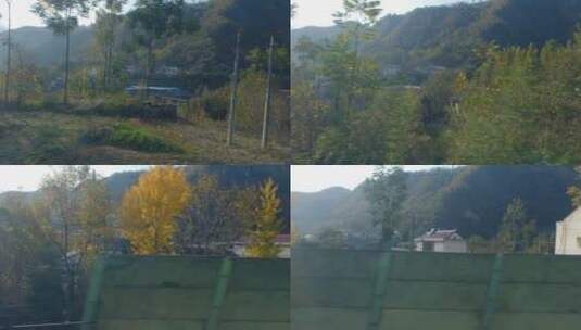 火车上拍摄秋天秦岭山中的风光高清在线视频素材下载