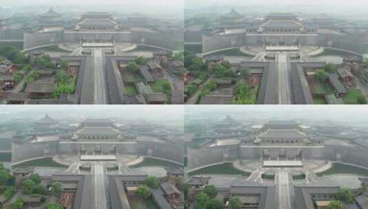 湖北襄阳市唐城建筑群航拍高清在线视频素材下载