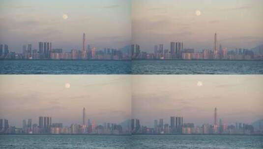 深圳湾十五的月亮高清在线视频素材下载