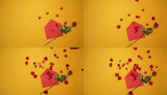 唯美爱情玫瑰花瓣飘落高清在线视频素材下载