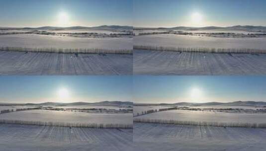 内蒙古雪域雪原田野雪景风光高清在线视频素材下载