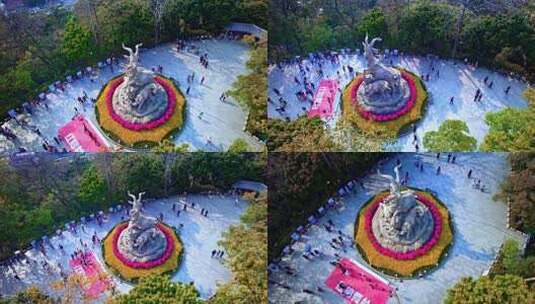 航拍广州越秀山五羊塑像高清在线视频素材下载