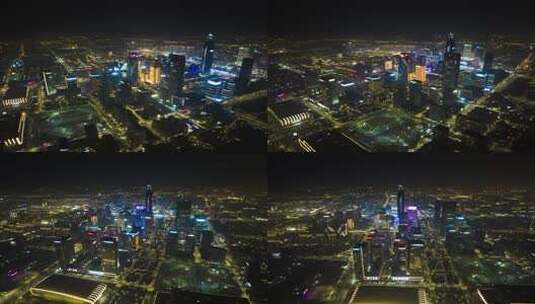 延时环绕航拍宁波东部新城繁华夜景高清在线视频素材下载