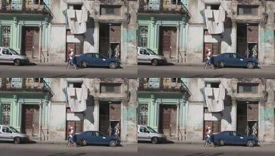 古巴哈瓦那街道人文自行车地拍高清在线视频素材下载