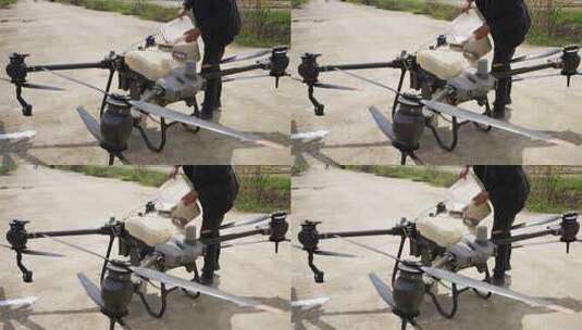现代农业高科技无人飞机打农药高清在线视频素材下载