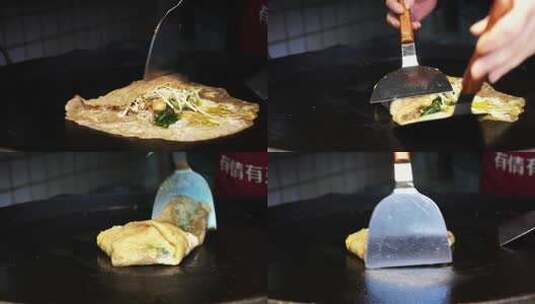 城市街头美食特色小吃鸡蛋包饭高清在线视频素材下载