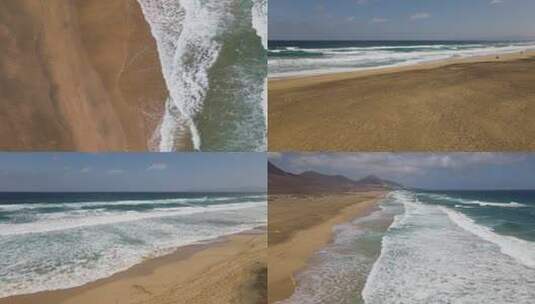 海浪沙滩海浪拍打沙滩航拍旅拍潮汐高清在线视频素材下载