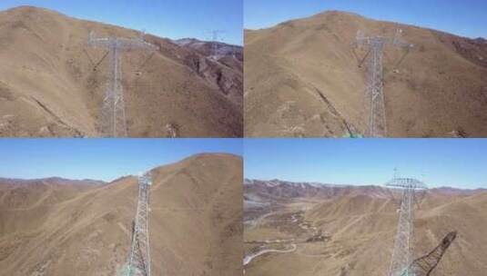 4K青藏高原特高压电力建设放线施工09高清在线视频素材下载