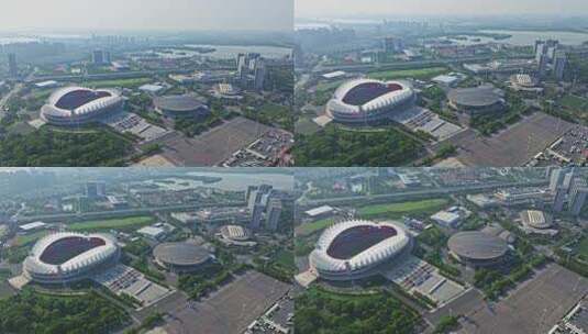 武汉体育中心推进下摇镜头高清在线视频素材下载