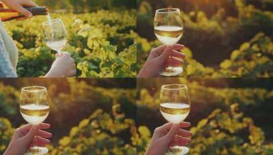 葡萄酒庄园葡萄酒广告将葡萄酒倒入玻璃杯高清在线视频素材下载