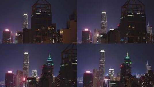 香港城市夜景航拍高清在线视频素材下载