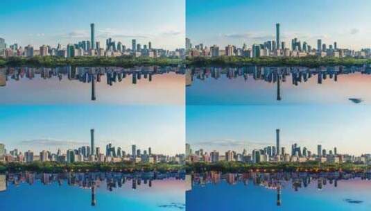 【4K】北京国贸延时 CBD城市镜像创意高清在线视频素材下载