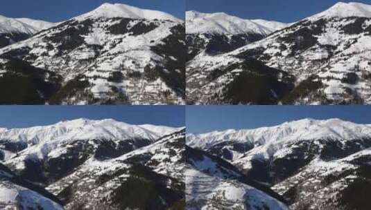 森林中山村的雪景高清在线视频素材下载