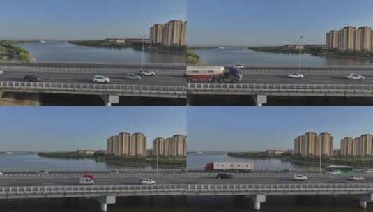 航拍城市交通 车辆行驶在道路上高清在线视频素材下载