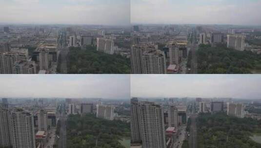 山东淄博城市风光城市大景航拍高清在线视频素材下载