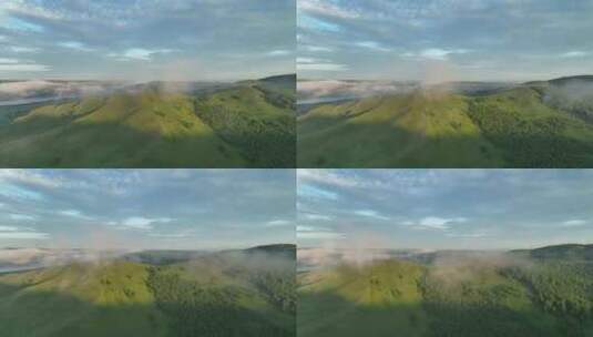 呼伦贝尔黎明山区山峦云雾高清在线视频素材下载