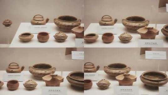 博物馆内的陶瓷展品高清在线视频素材下载
