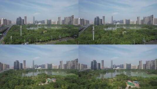 江苏赣州城市中央公园航拍高清在线视频素材下载