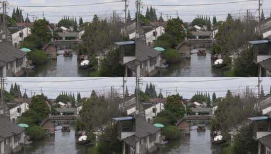 游船  湖泊 水湾 人文 风景 木船 古镇河流高清在线视频素材下载