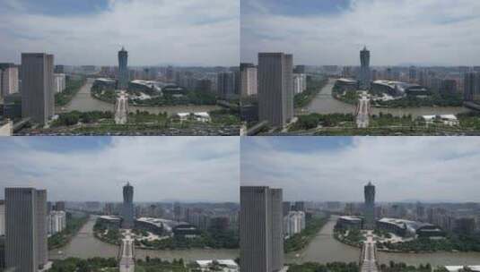 杭州西湖广场城市地标建筑航拍高清在线视频素材下载
