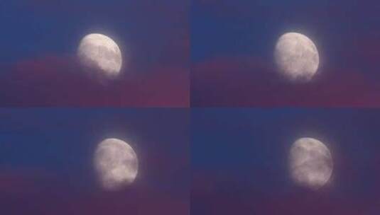 浪漫天空月亮朦胧的夜色高清在线视频素材下载