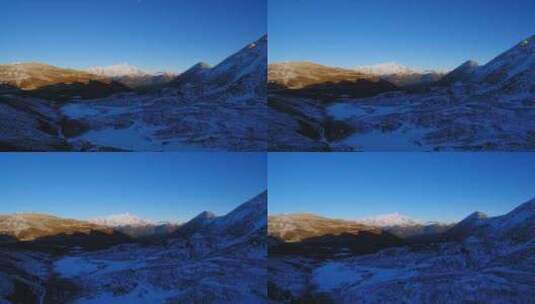 航拍西藏林芝南迦巴瓦峰日照金山雪山落日高清在线视频素材下载