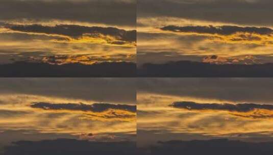 黄昏移动的金色云层延时摄影高清在线视频素材下载