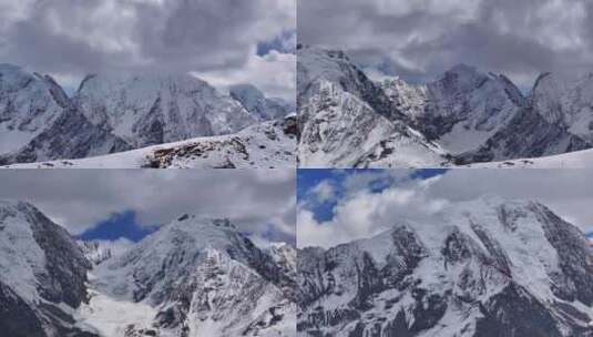 川西山脊垭口航拍横断山脉勒多曼因雪山群峰高清在线视频素材下载