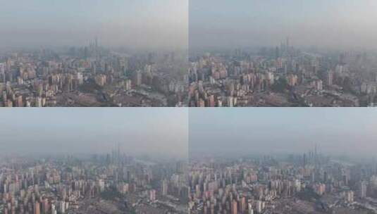 上海清晨天际线航拍高清在线视频素材下载