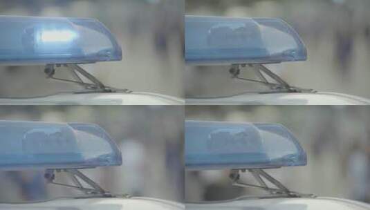 警车顶上闪烁的闪光灯高清在线视频素材下载