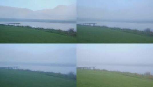 清晨的浓雾笼罩着湖面高清在线视频素材下载