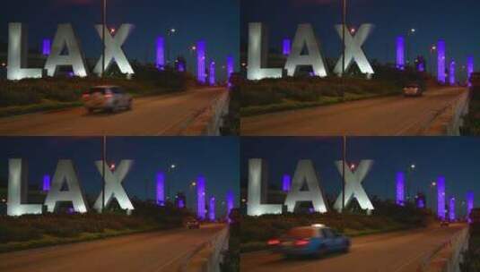 汽车在进入洛杉矶机场高清在线视频素材下载