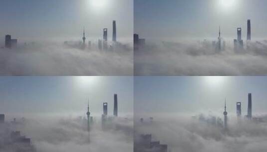 上海天际线平流雾延时摄影高清在线视频素材下载