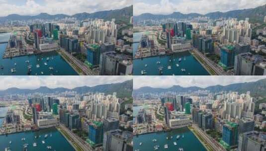 航拍香港市中心摩天大楼高清在线视频素材下载