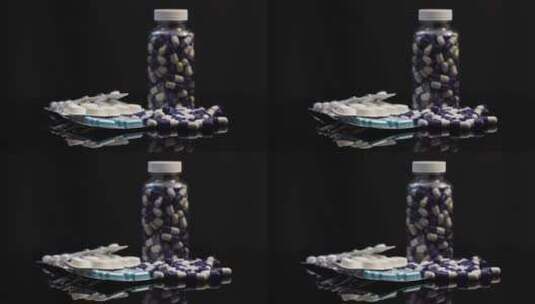 桌子上的各种药高清在线视频素材下载