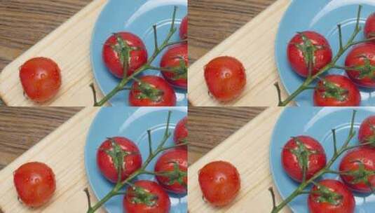 新鲜的水果圣女果小番茄4k特写高清在线视频素材下载