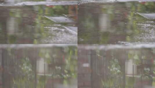下雨积水水中倒影高清在线视频素材下载