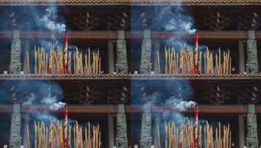 香炉 烧香 香火旺盛 祈祷 祈福 寺庙高清在线视频素材下载